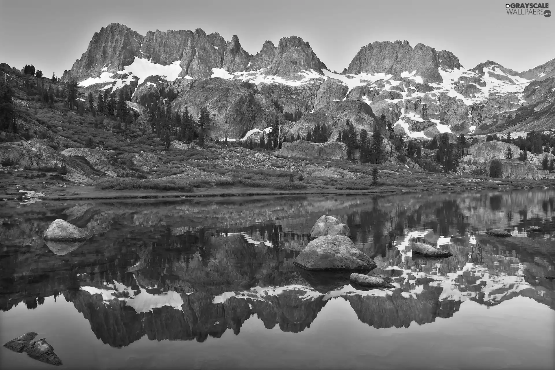 Mountains, water, reflection, Sky