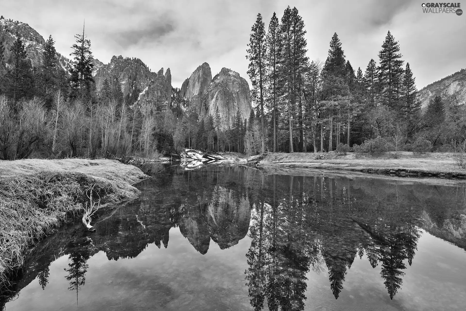 River, Mountains, reflection, forest