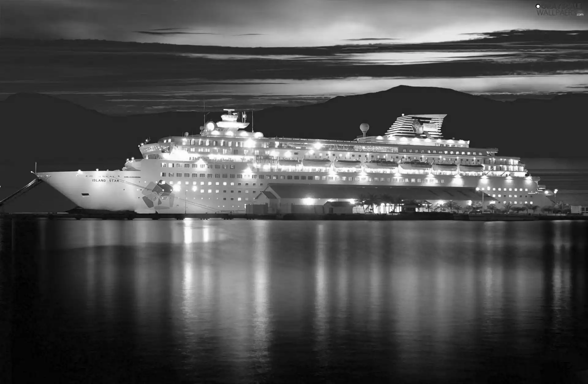 reflection, sea, passenger, Night, Ship