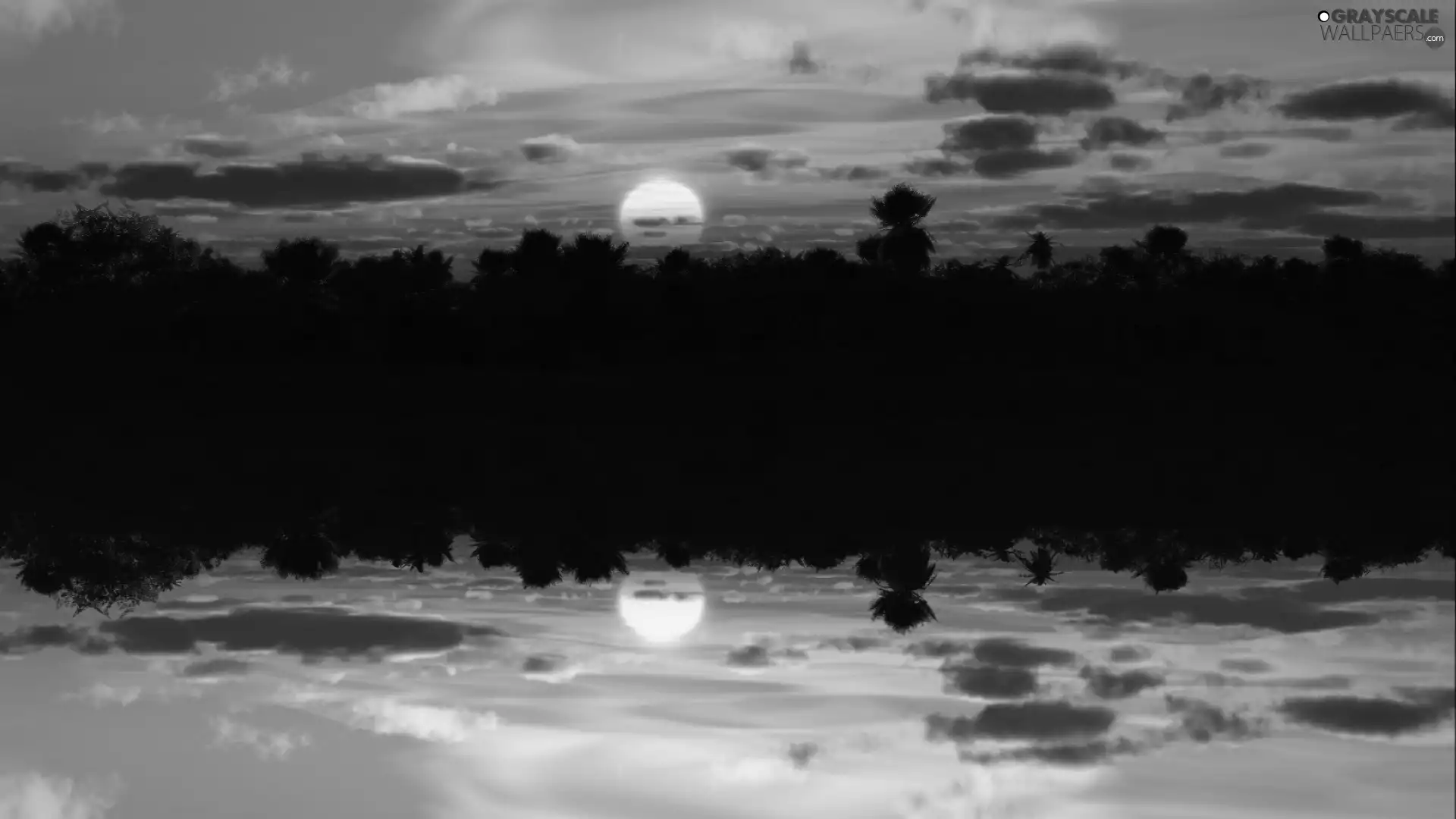 reflection, Sky, west, sun, lake