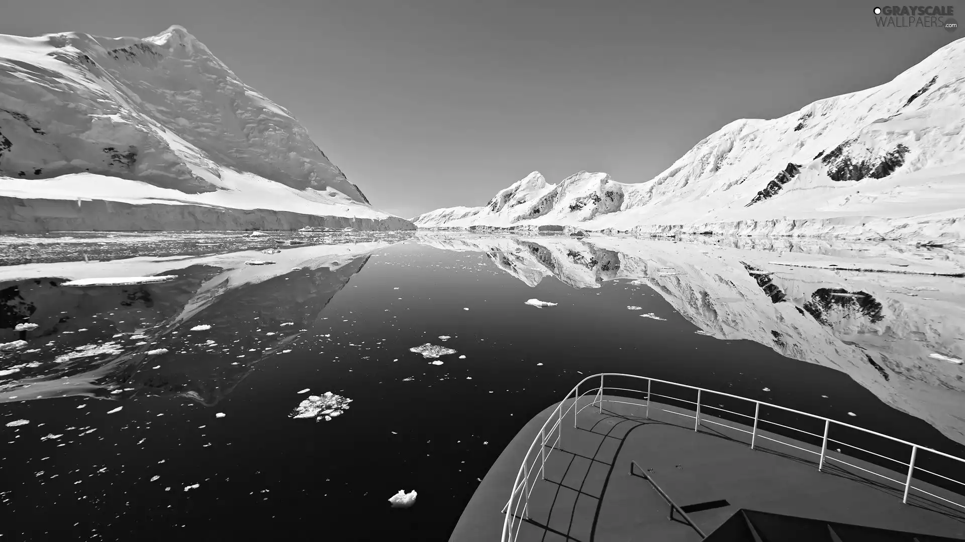 Snowy, clean, reflection, Mountains