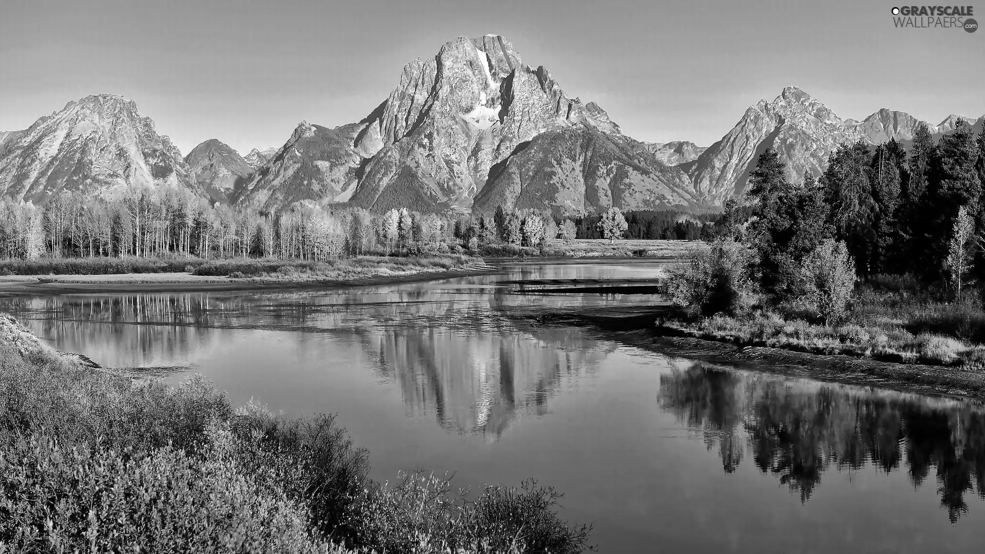 River, Mountains, west, forest, autumn, reflection, sun