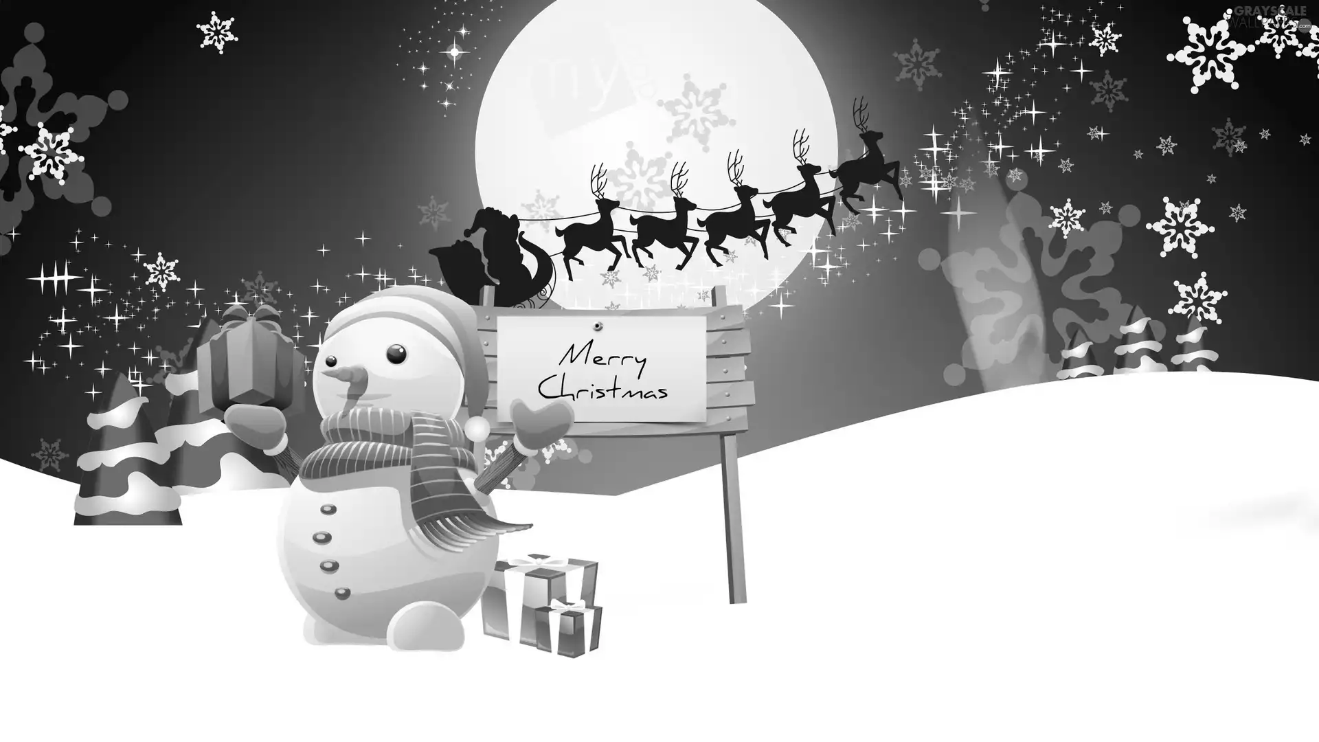 reindeer, snow, gifts, Santa, Snowman