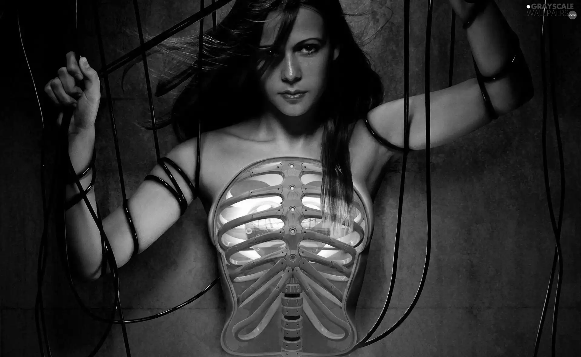 ribs, girl, Robot