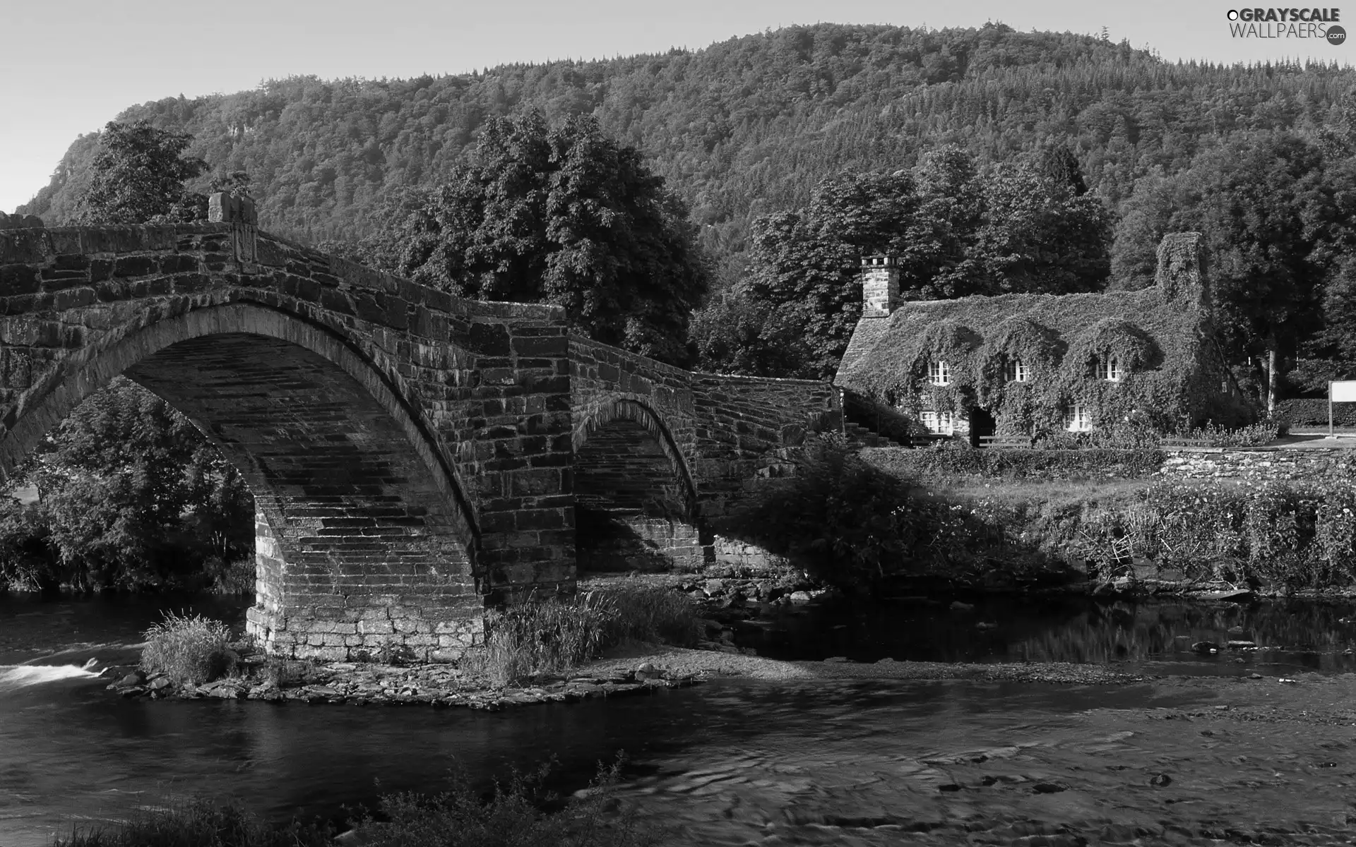 River, stone, bridge