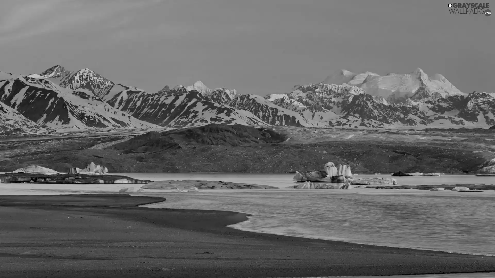 west, Mountains, River, Canada, sun, snow