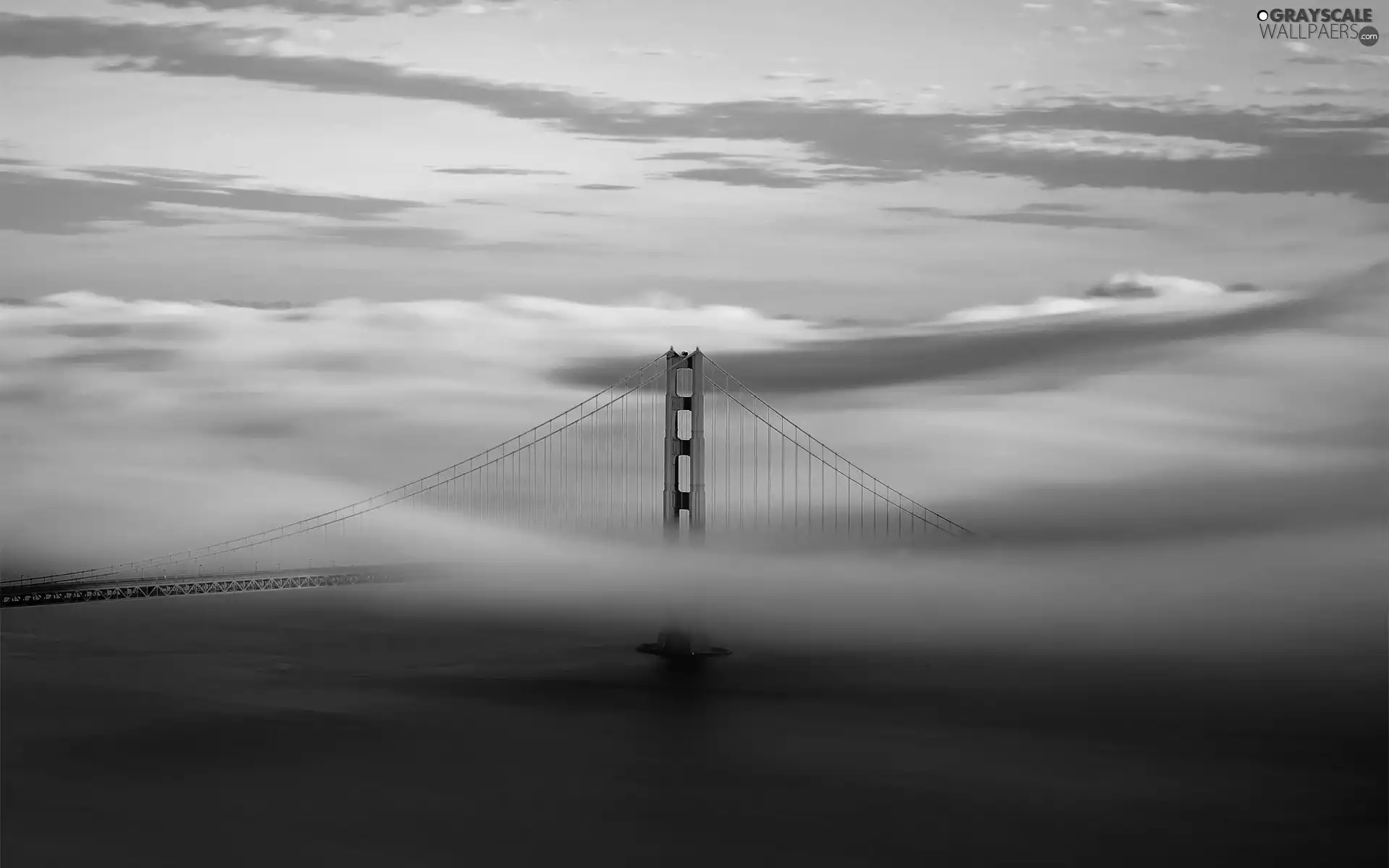 River, clouds, We, mist, bridge
