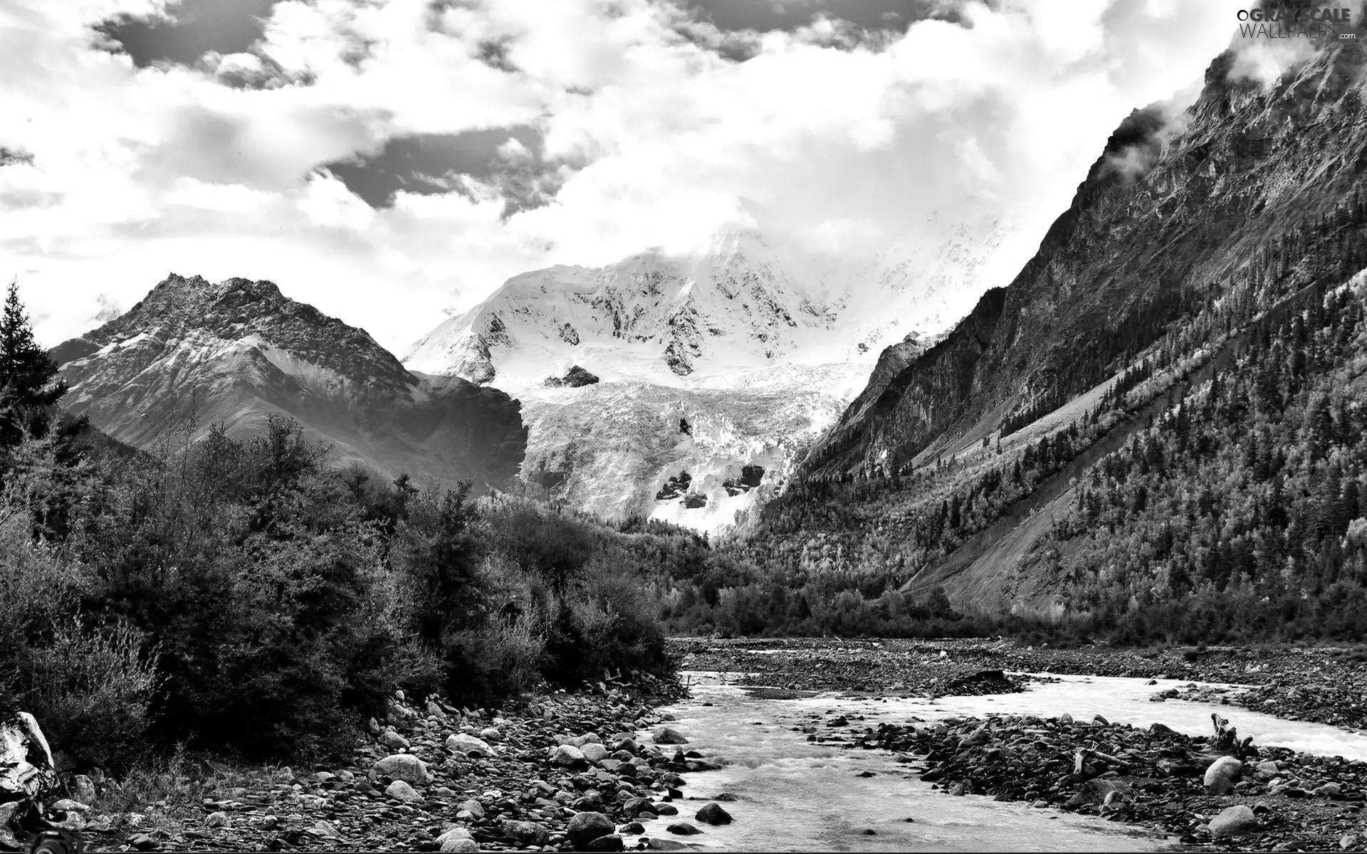 River, Mountains, forest