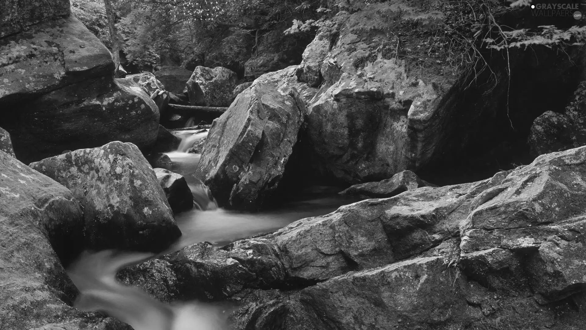 River, boulders, Mountain