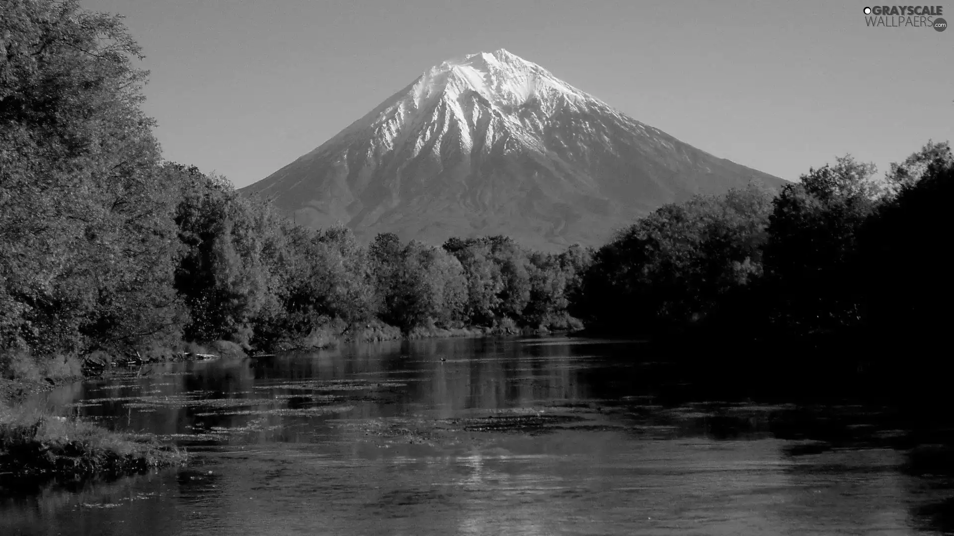 mountains, viewes, River, trees