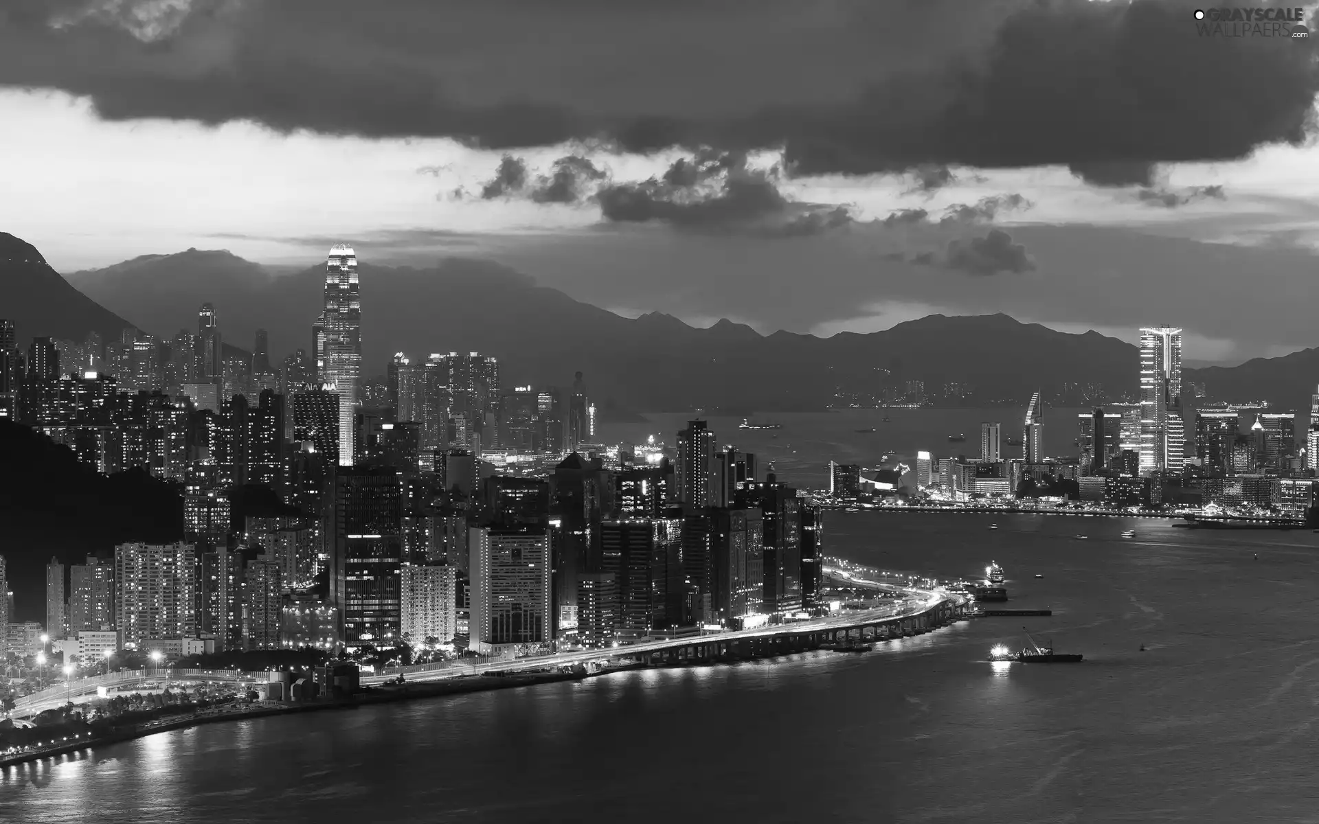 River, town, Night