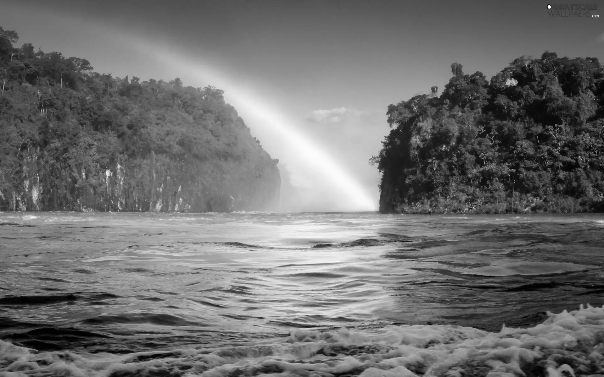 Great Rainbows, viewes, River, trees