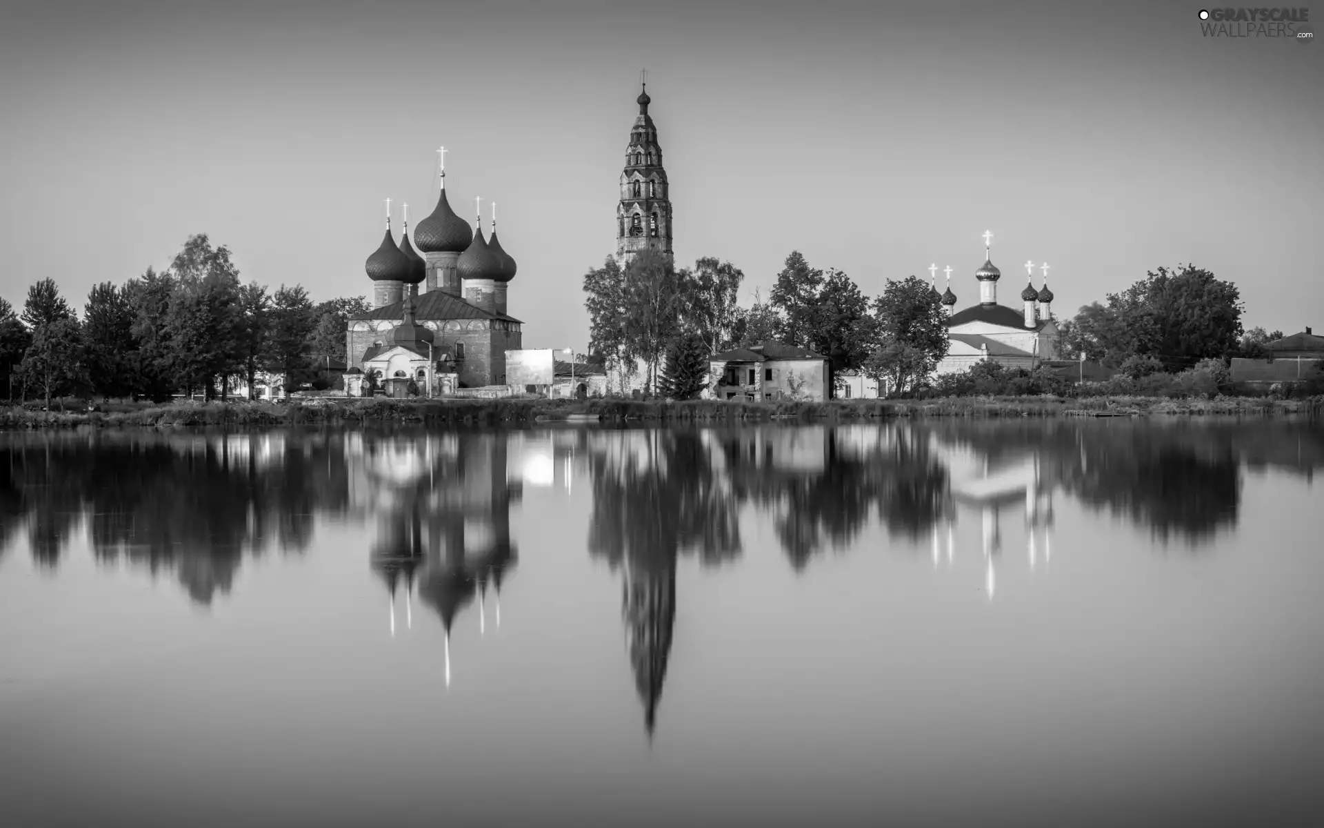 reflection, Cerkiew, belfry, River