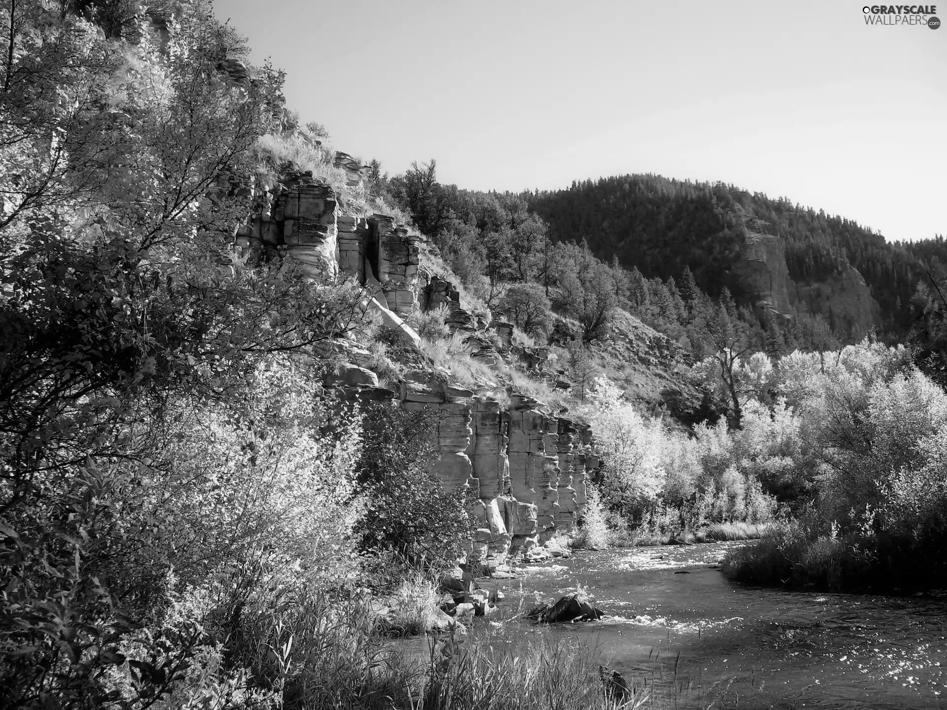 River, Mountains, rocks