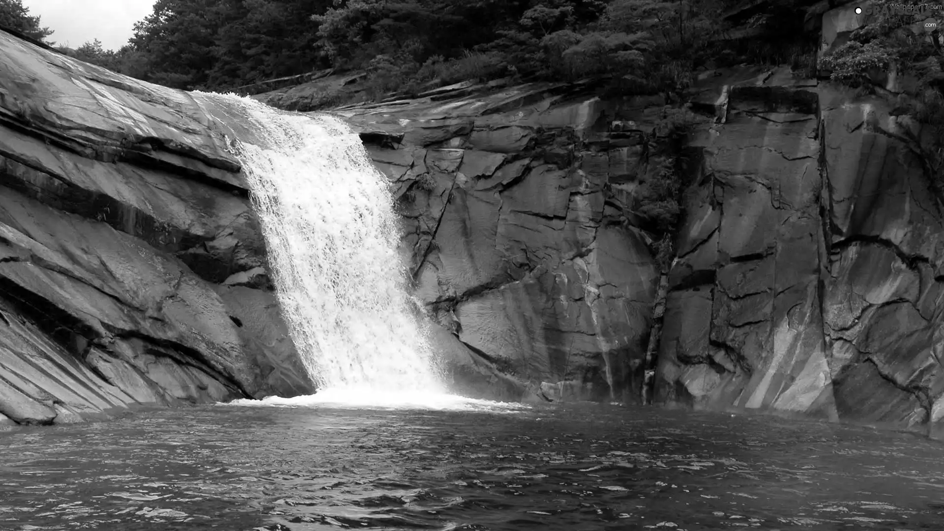 River, waterfall, rocks