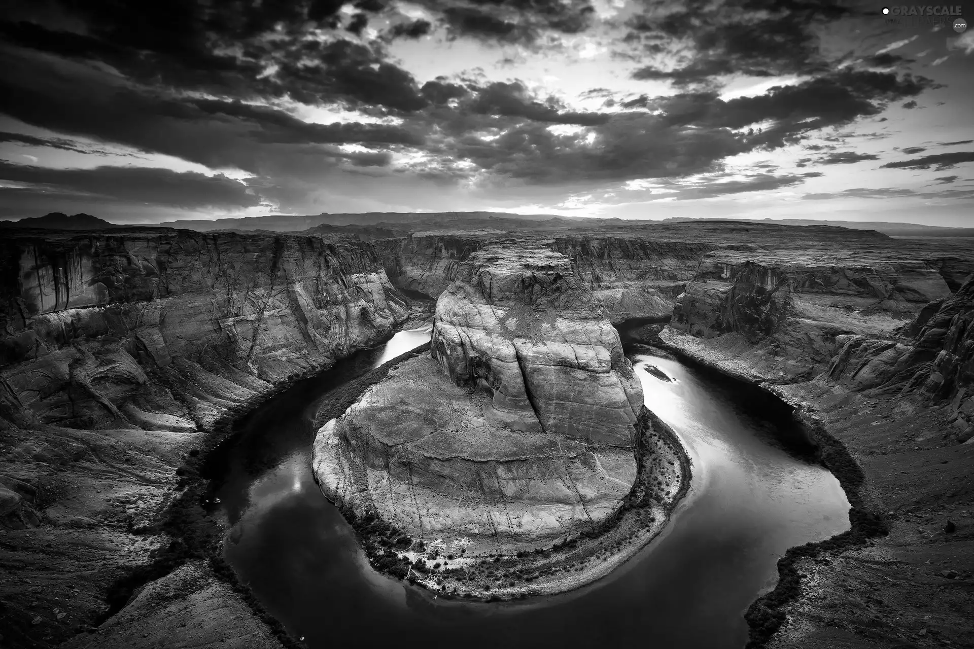 Sky, canyon, River, clouds