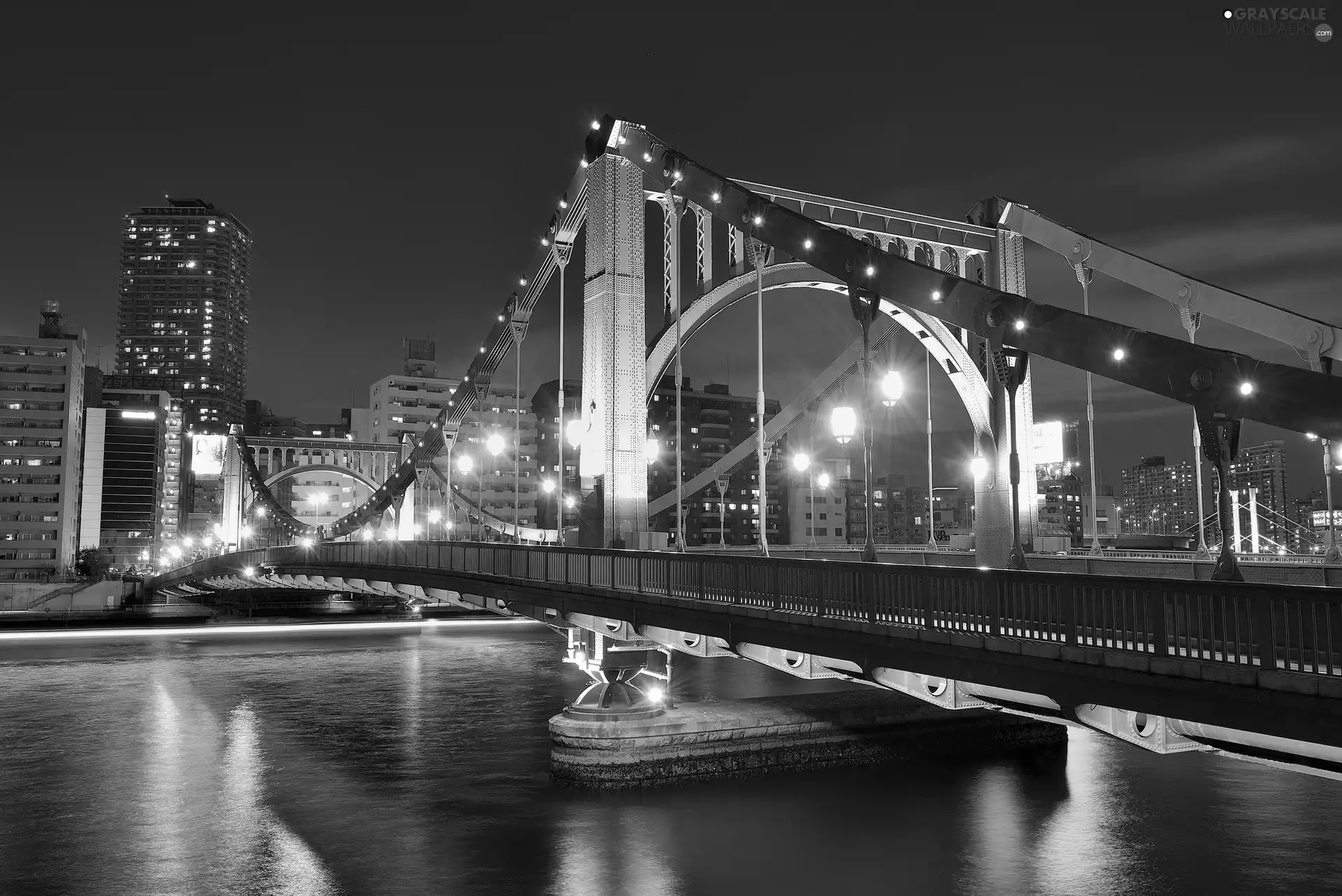 River, skyscrapers, Japan, bridge, Tokio