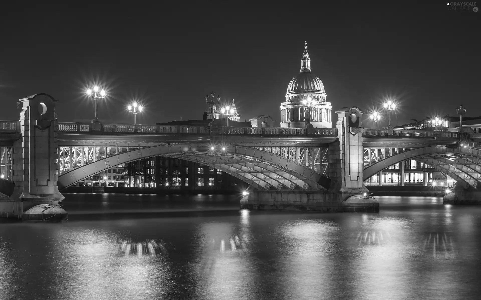 Town, bridge, River, night
