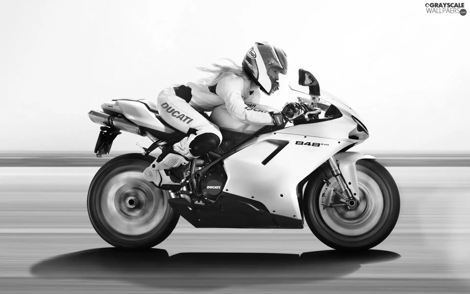 girl, Ducati 848, road, motor-bike