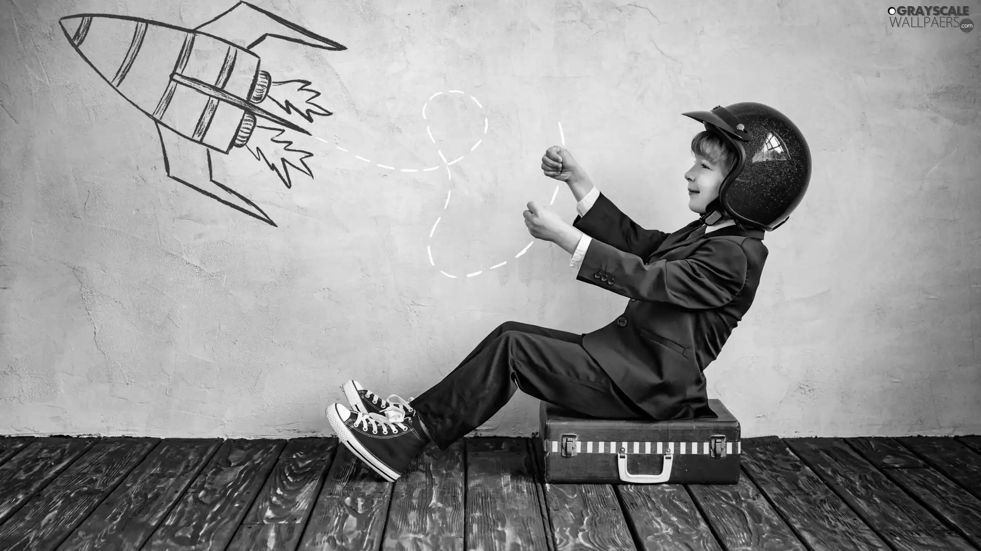 play, Kid, case, rocket, helmet, boy