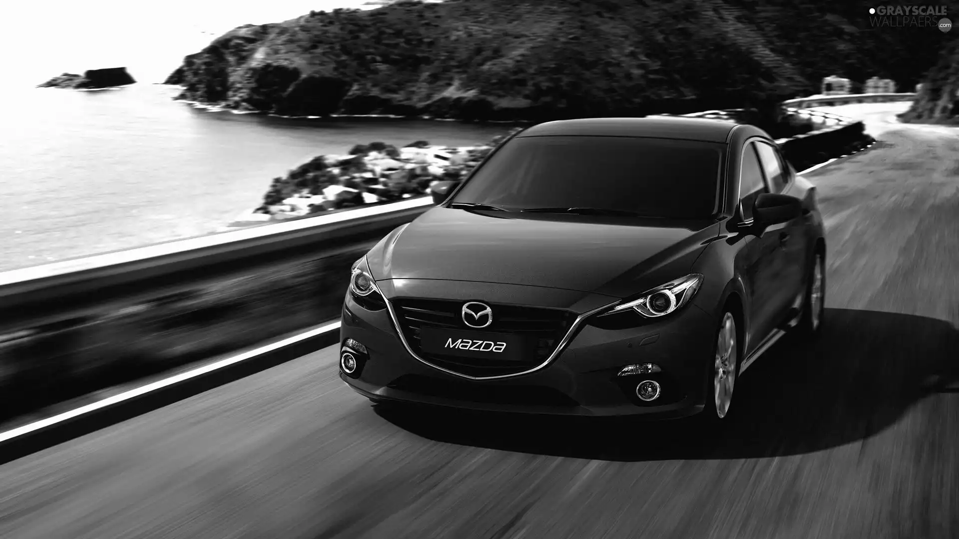 Mazda 3, sea, rocks, Way