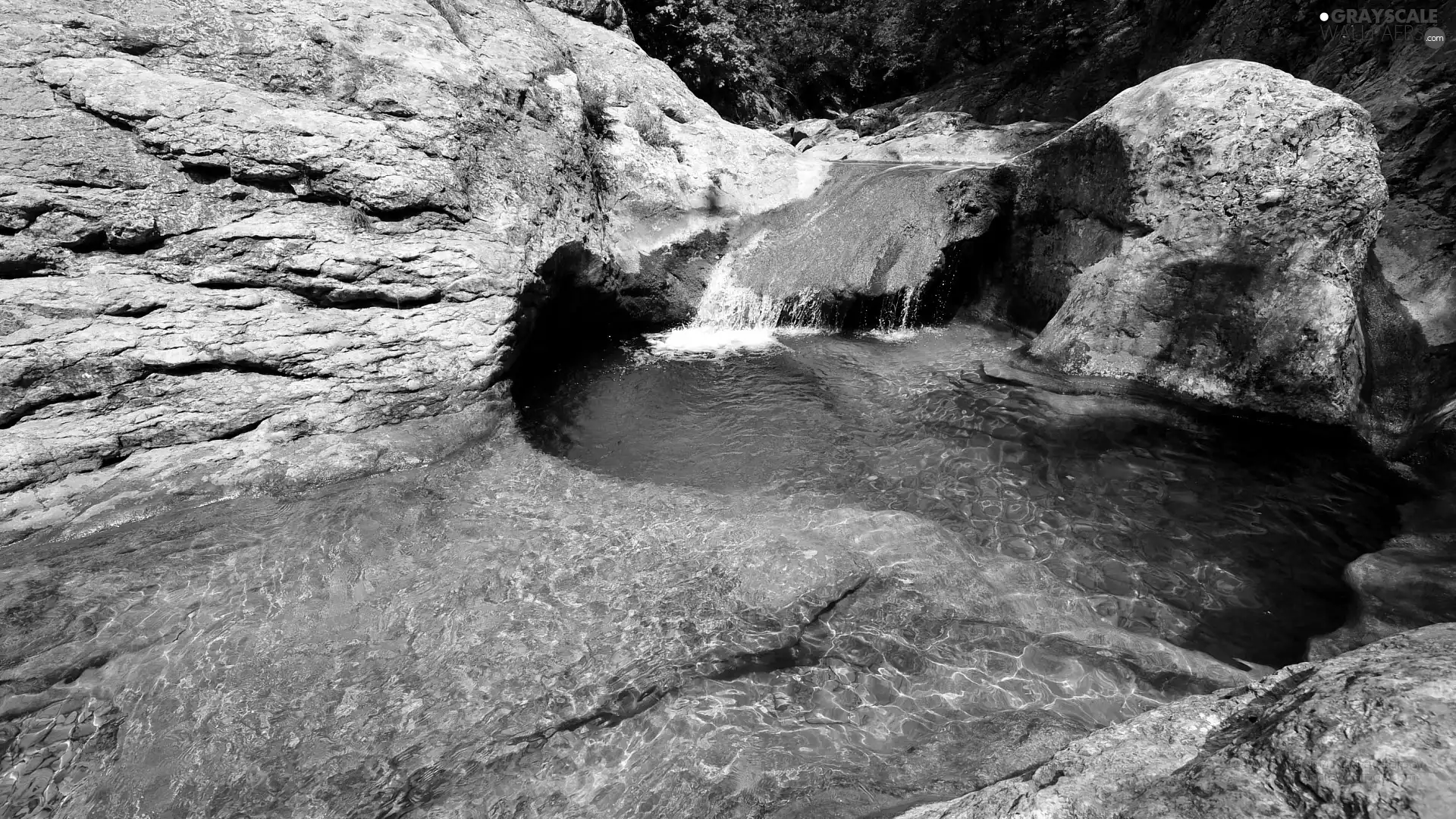 rocks, Crimea, cascade