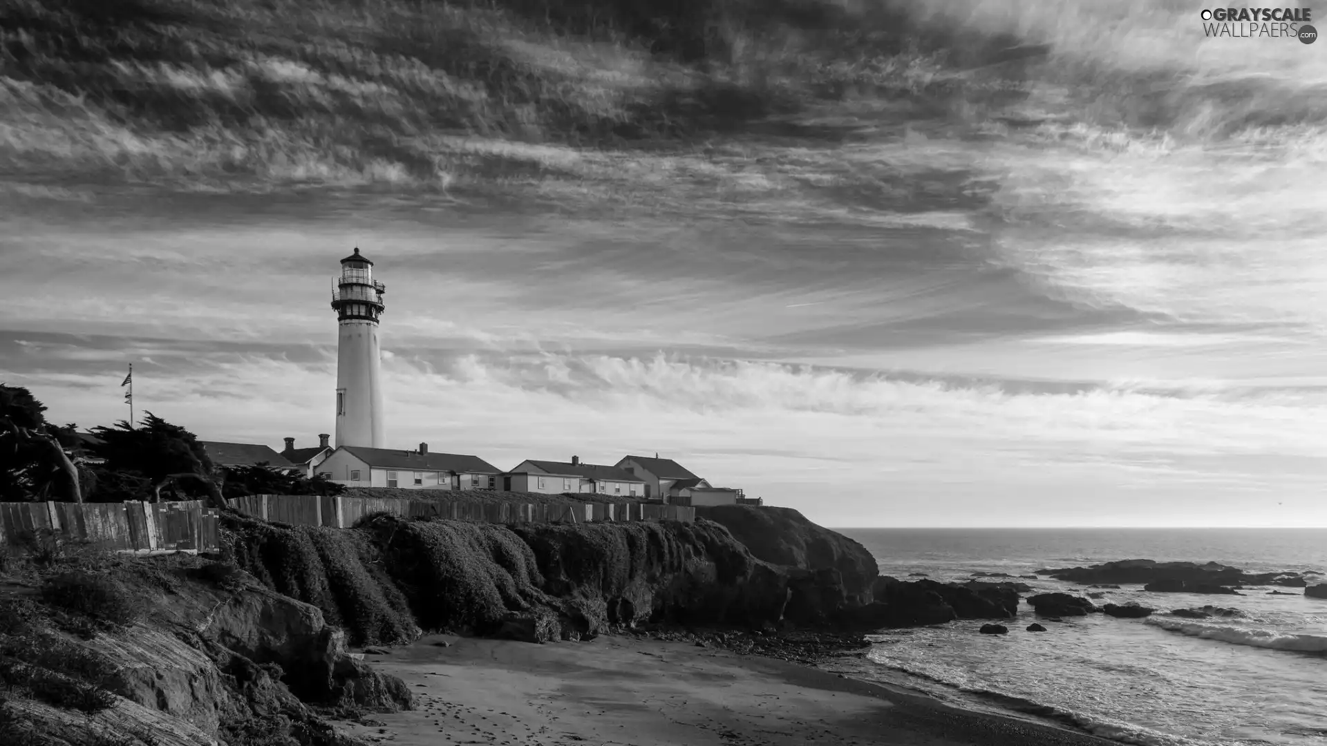 rocks, clouds, maritime, Coast, Lighthouse