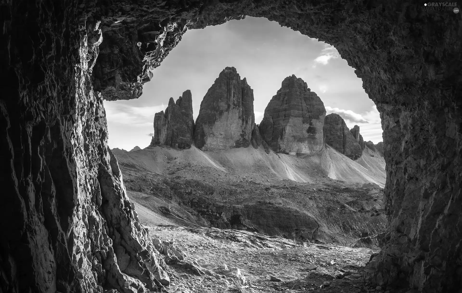 Tre Cime di Lavaredo, Italy, Mountains, edifice, rocks