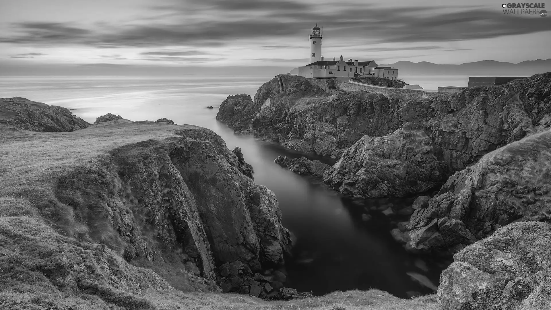 Fanad Head Lighthouse, rocks, Ireland, Great Sunsets, County Donegal, Lighthouses, sea, Portsalon