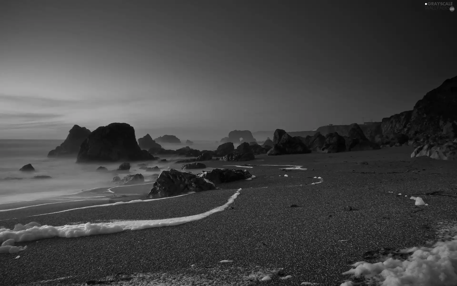 Foam, Coast, rocks, sea