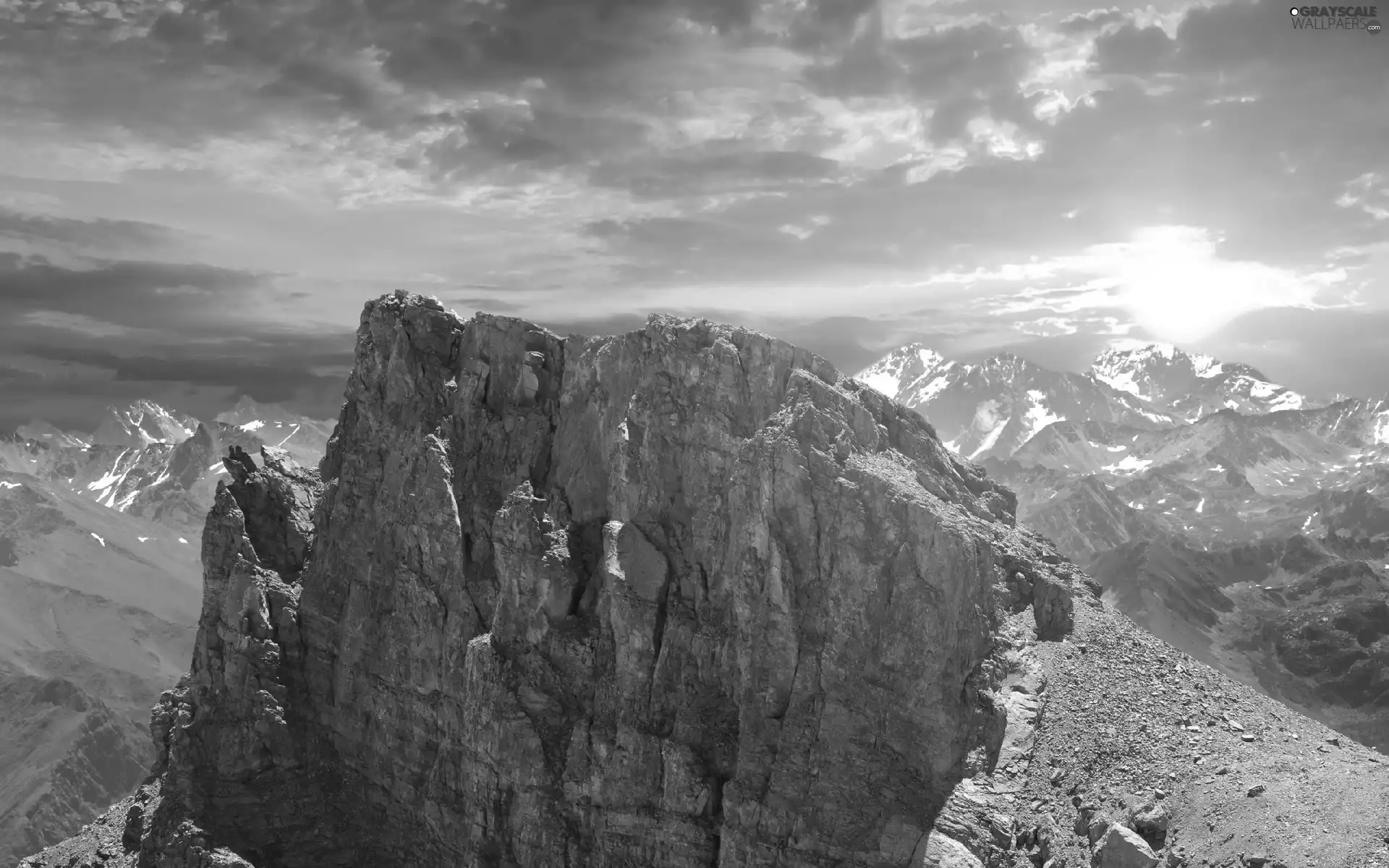 clouds, Great Sunsets, rocks