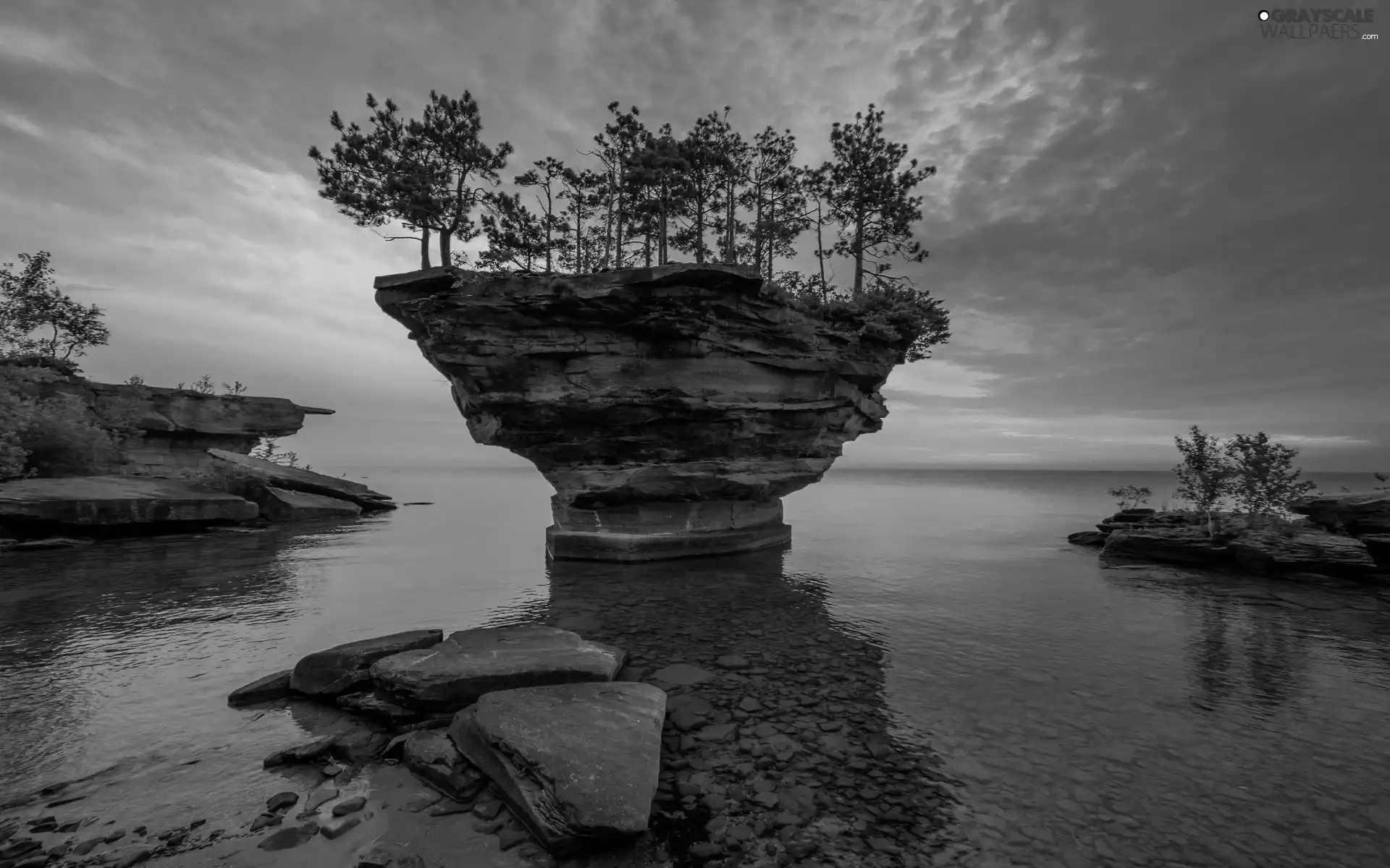 rocks, sea, Island