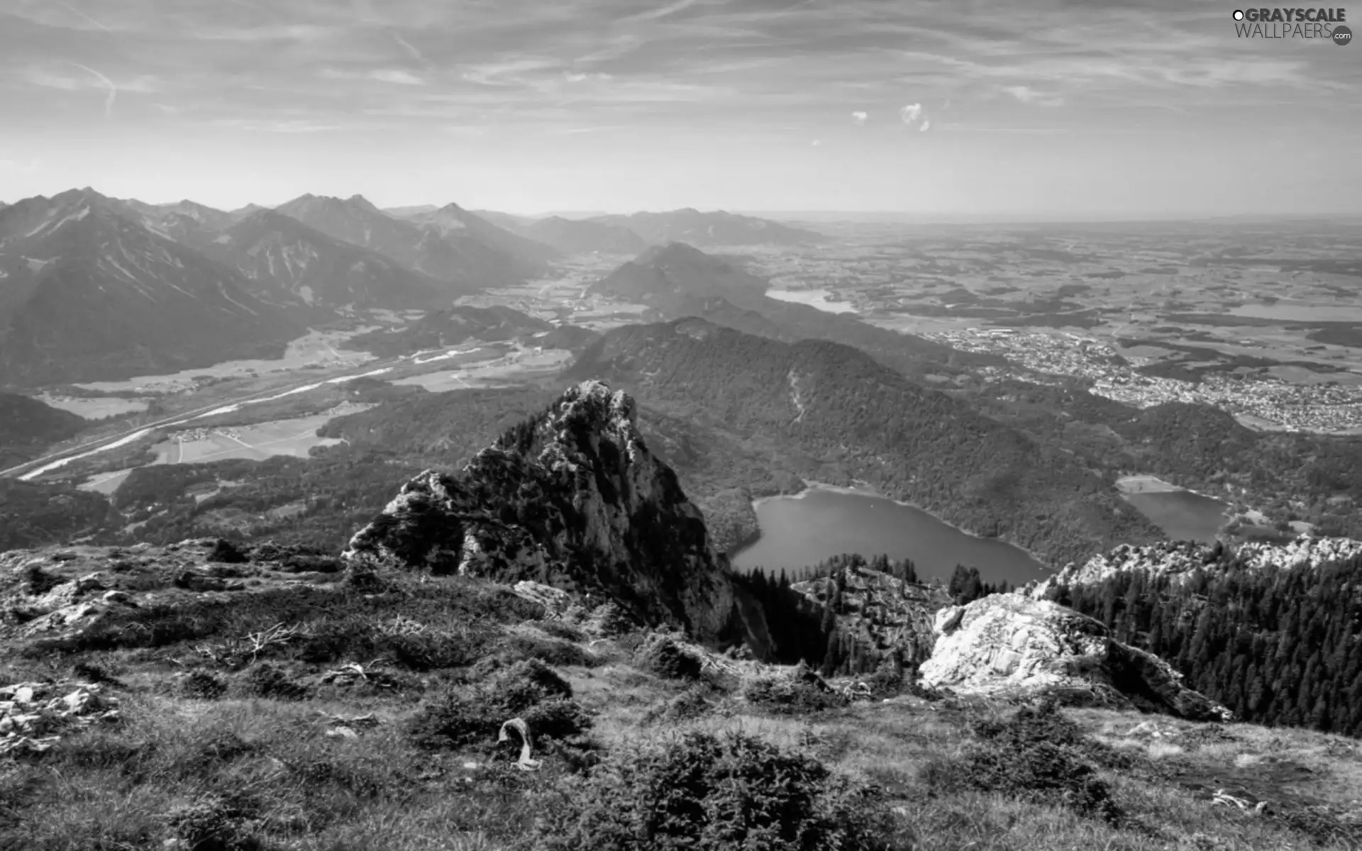 rocks, Mountains, lake