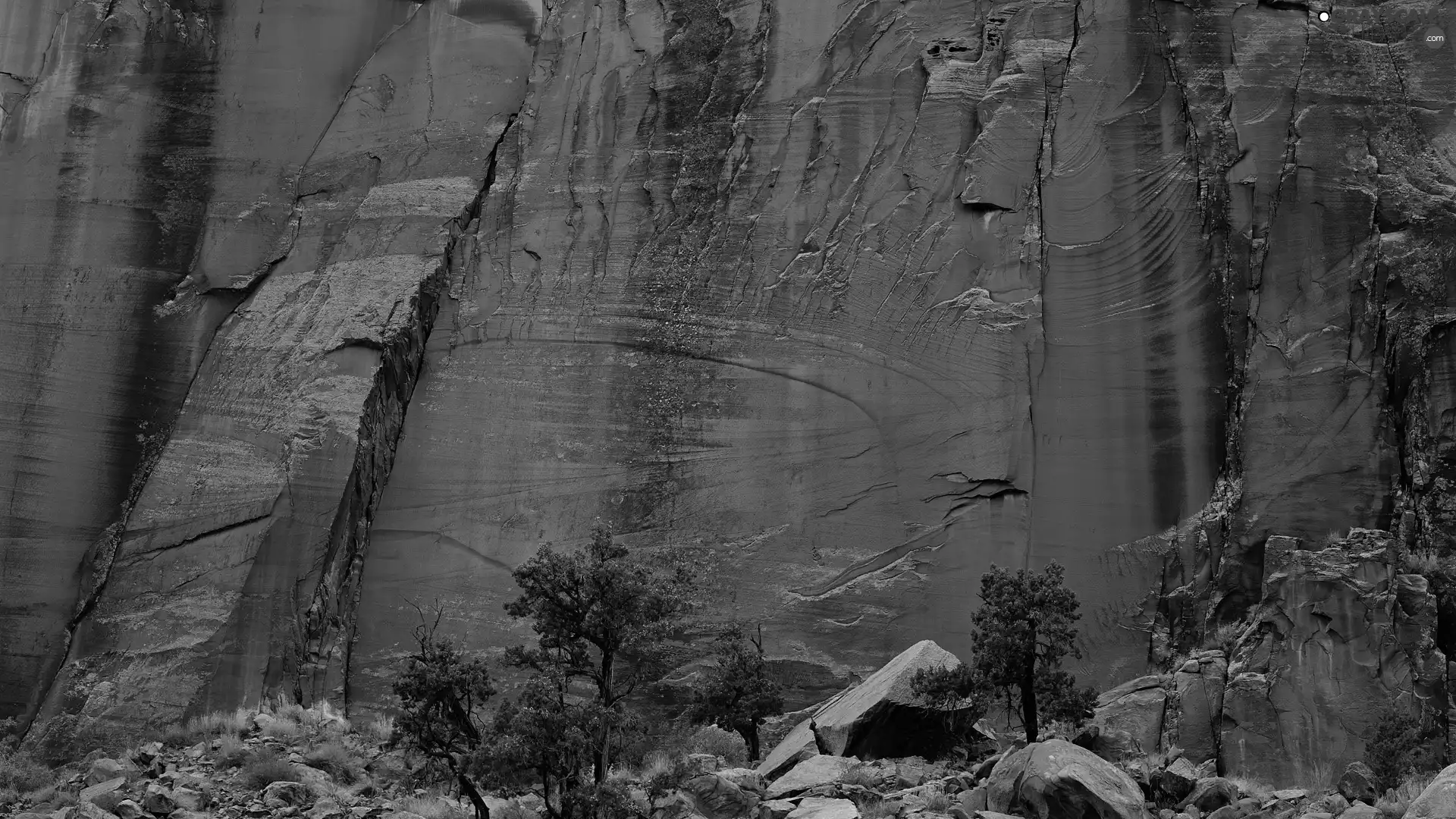 mountains, wall, rocks, twilight