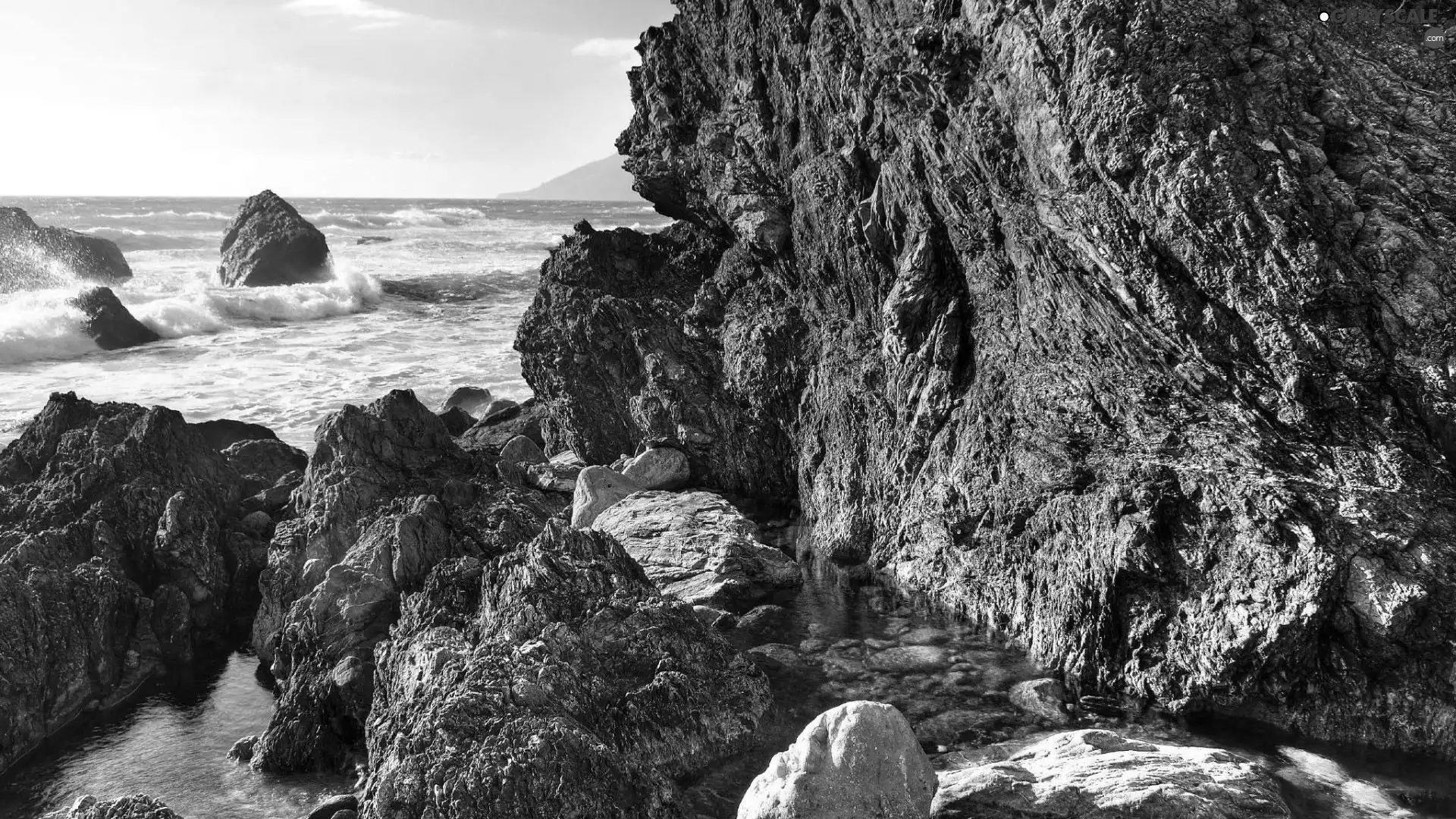 sea, rocks