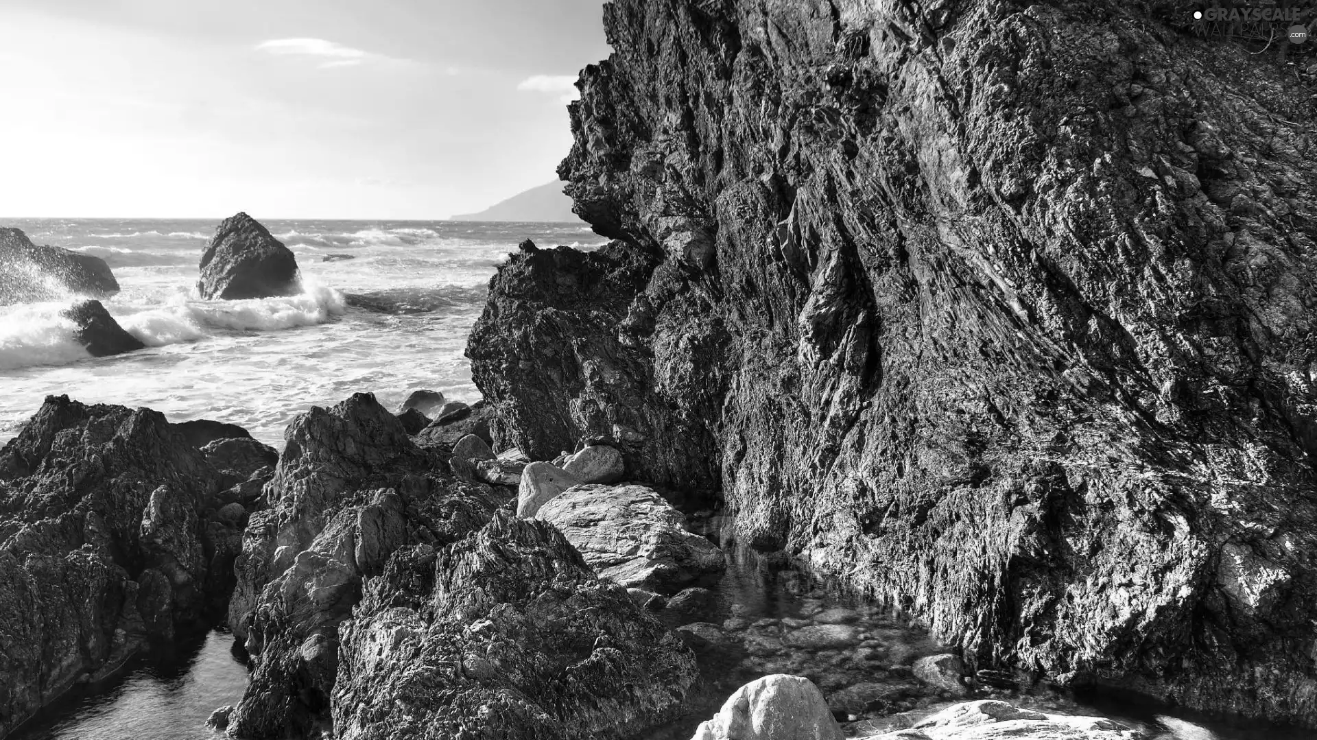 sea, rocks