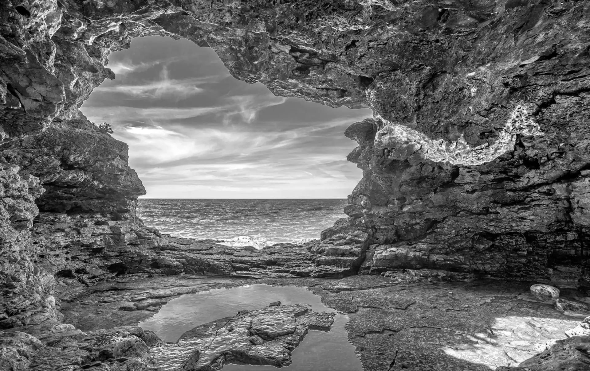 sea, rocks