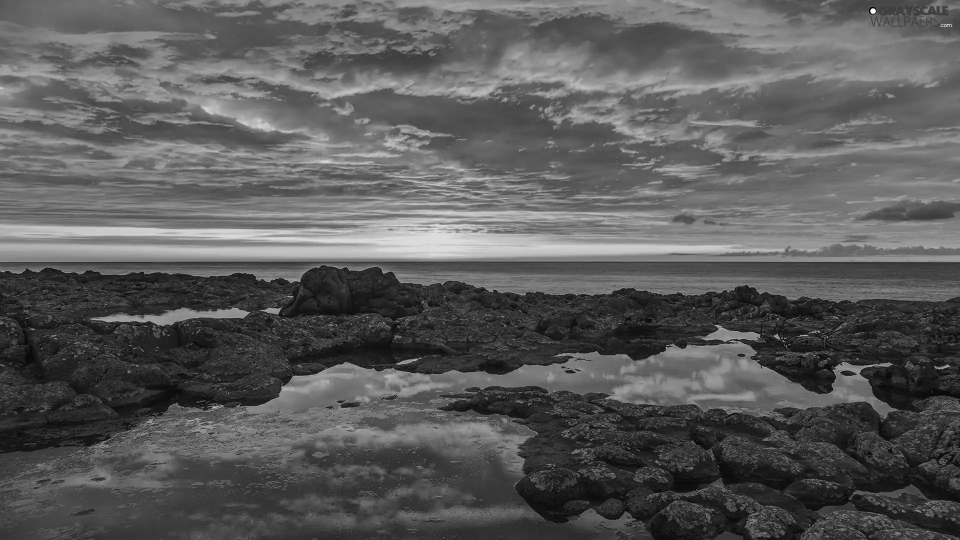 sea, clouds, rocks, Red