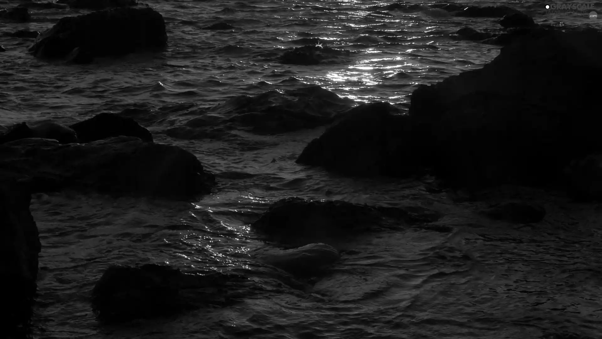 rocks, evening, sea