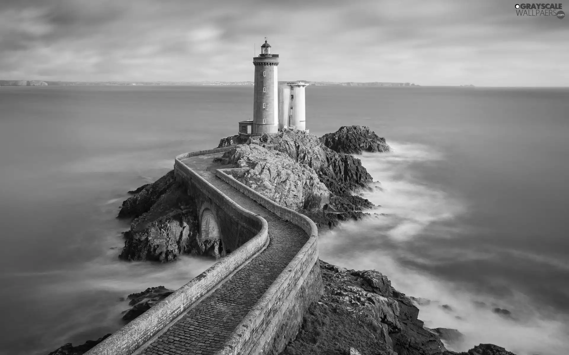 rocks, sea, maritime, bridge, Lighthouse