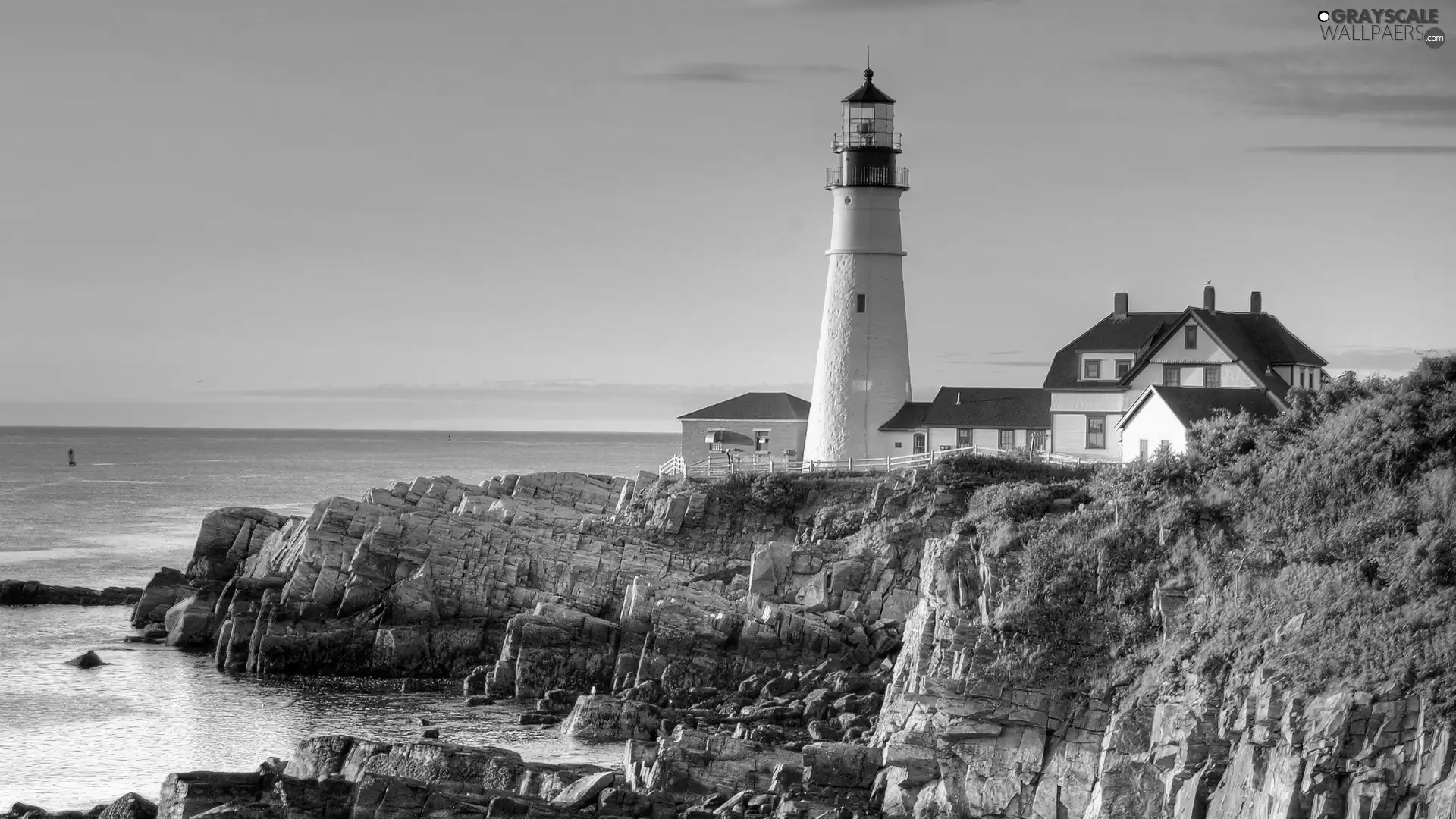 rocks, Lighthouses, sea