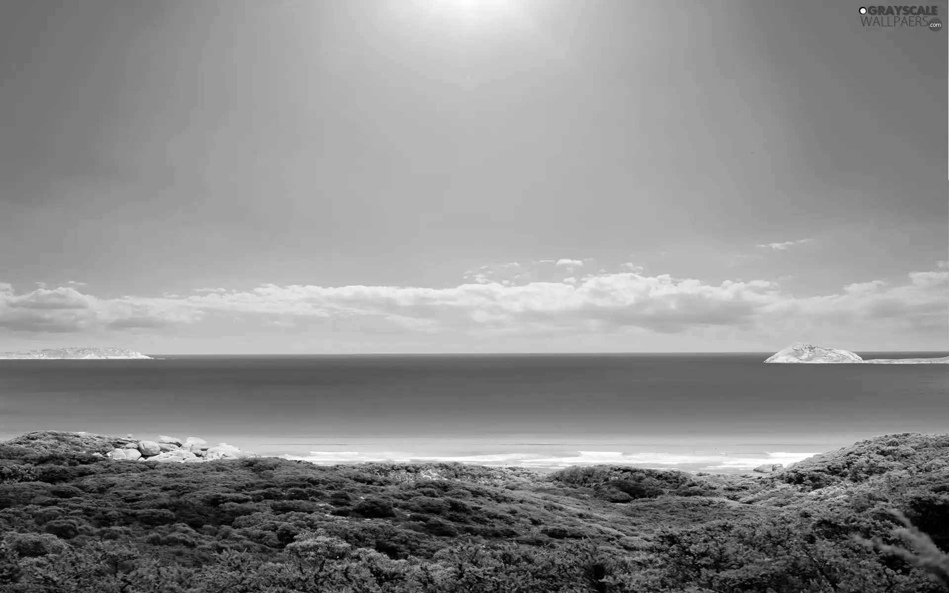 rocks, Sky, sea