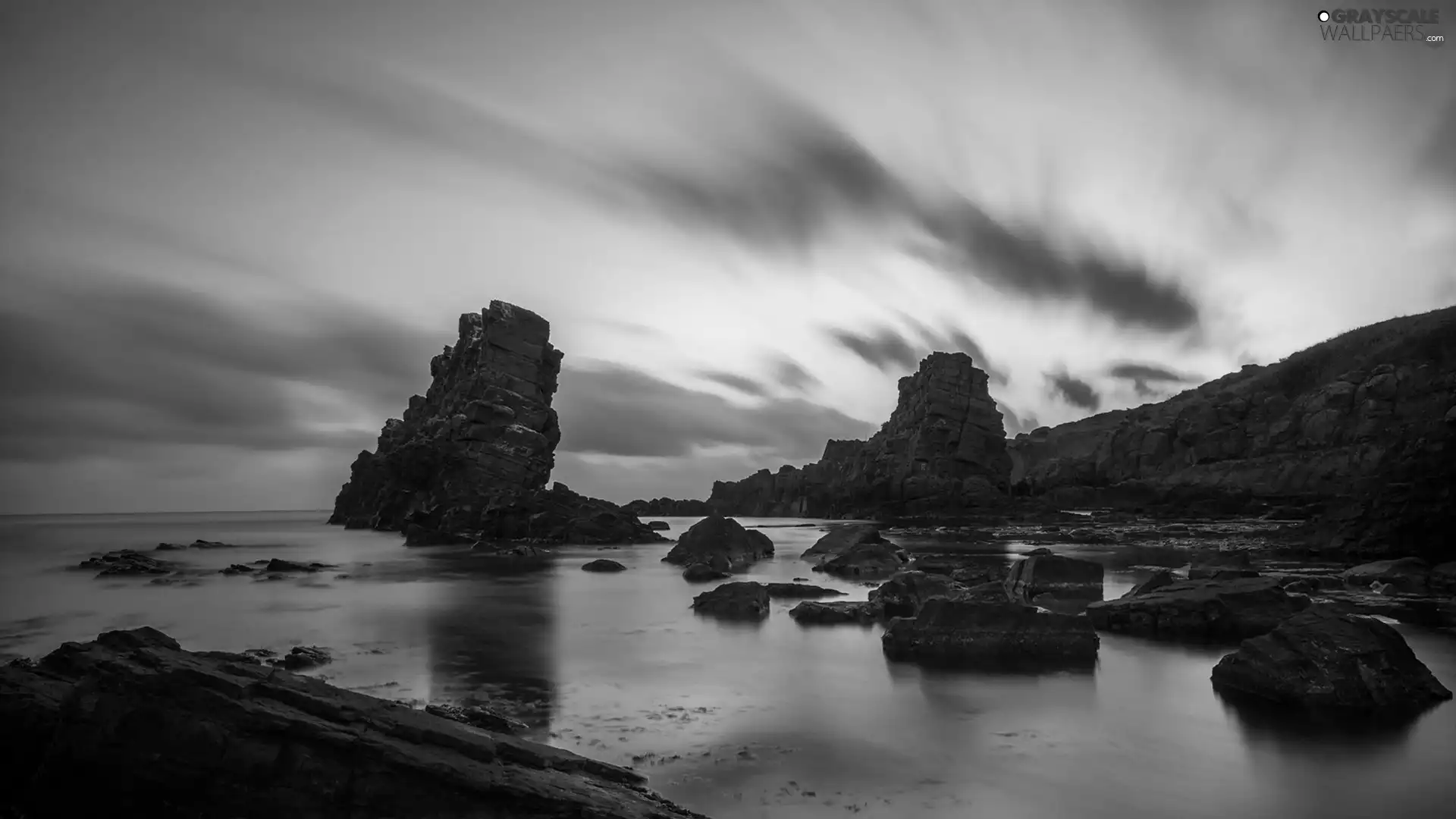 sea, Sky, Sunrise, rocks