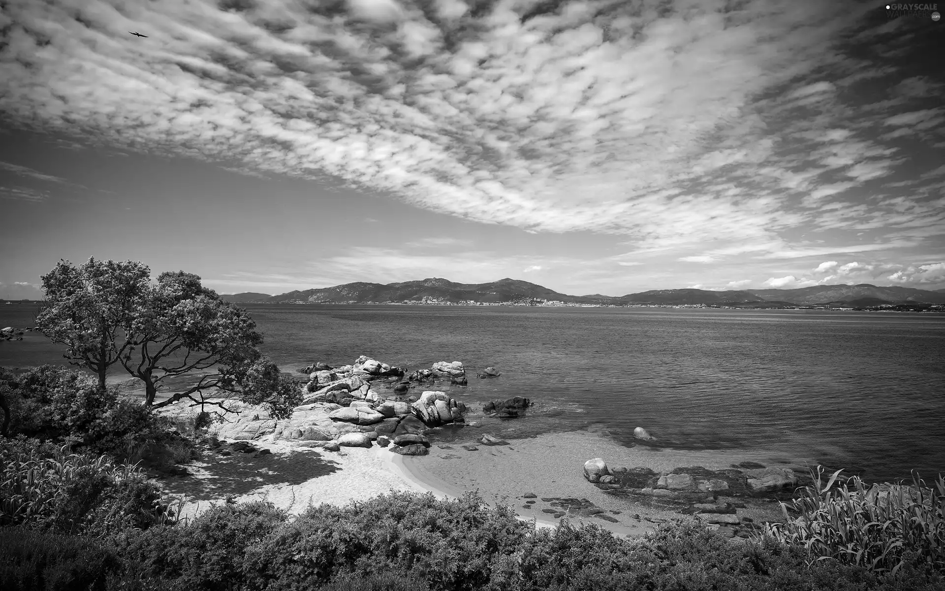 sea, Sky, rocks, Stones, Mountains, clouds