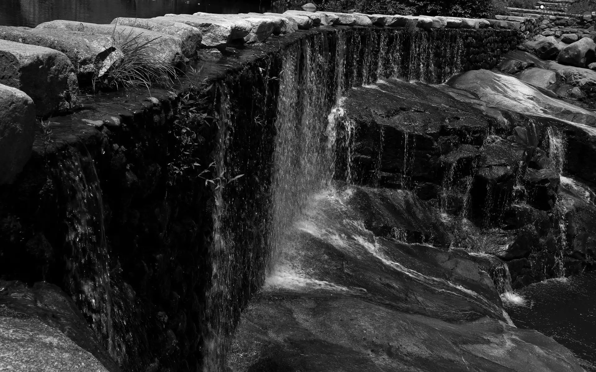rocks, waterfall, Stones