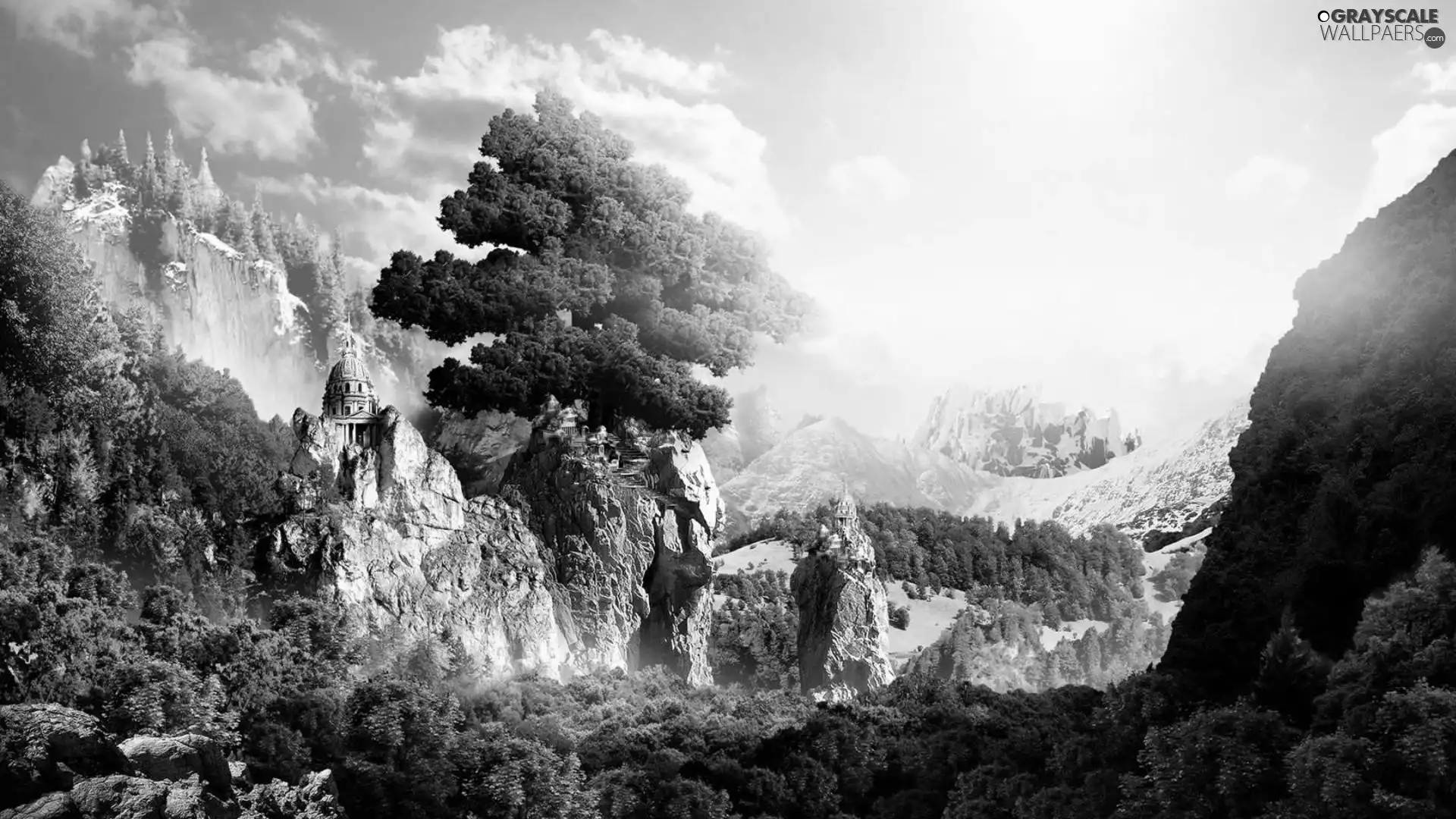 rocks, Mountains, structures