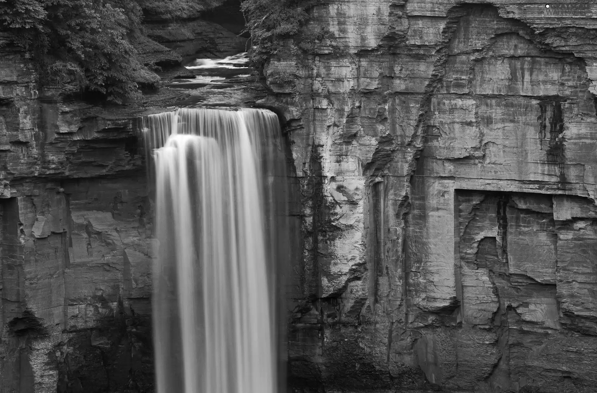 waterfall, rocks