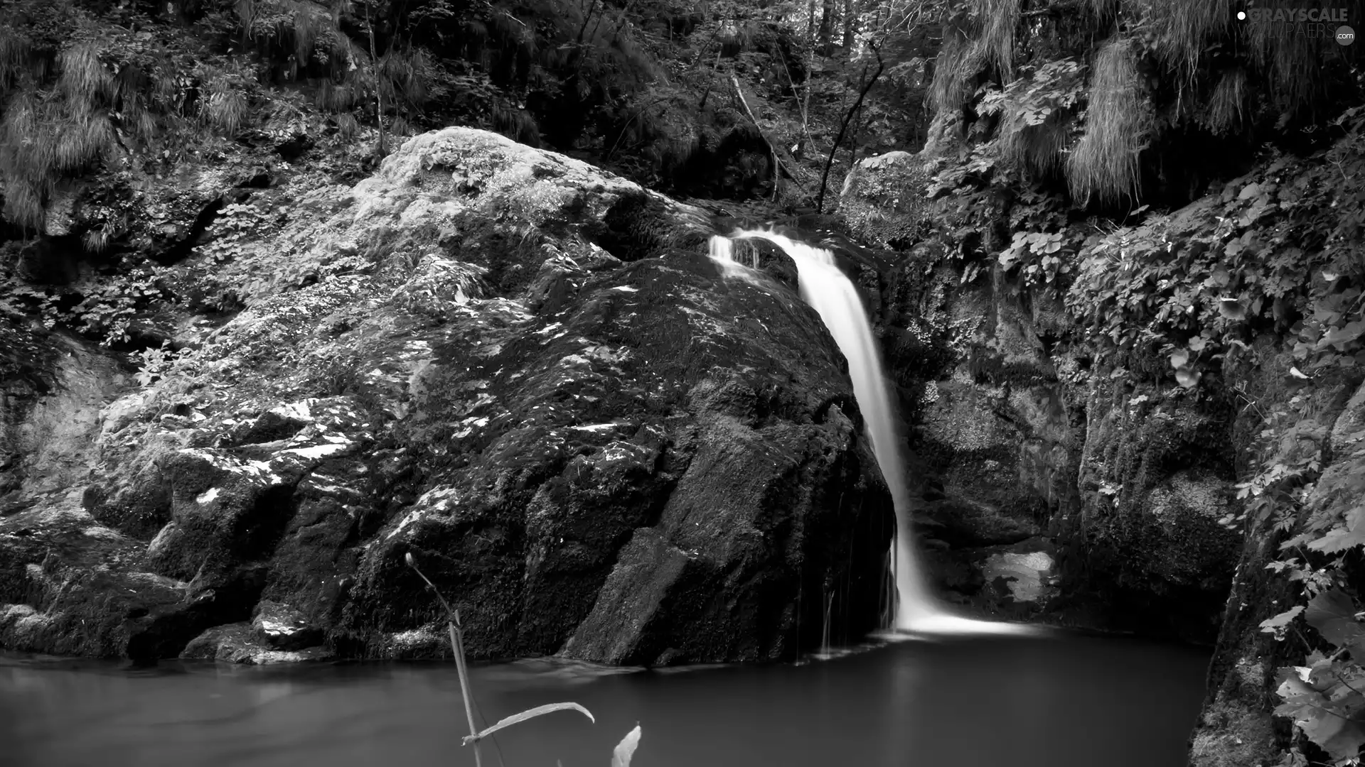 waterfall, rocks