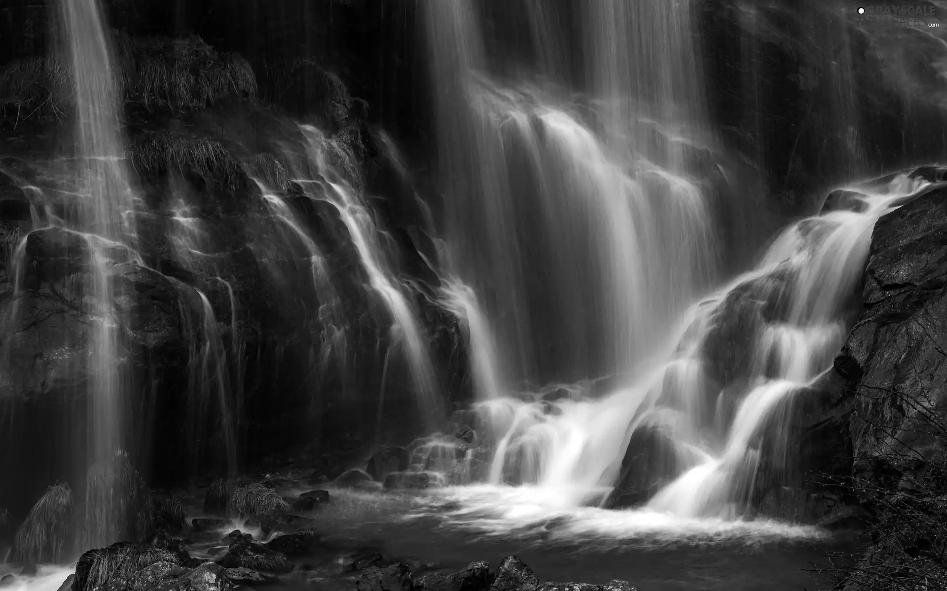 waterfall, rocks