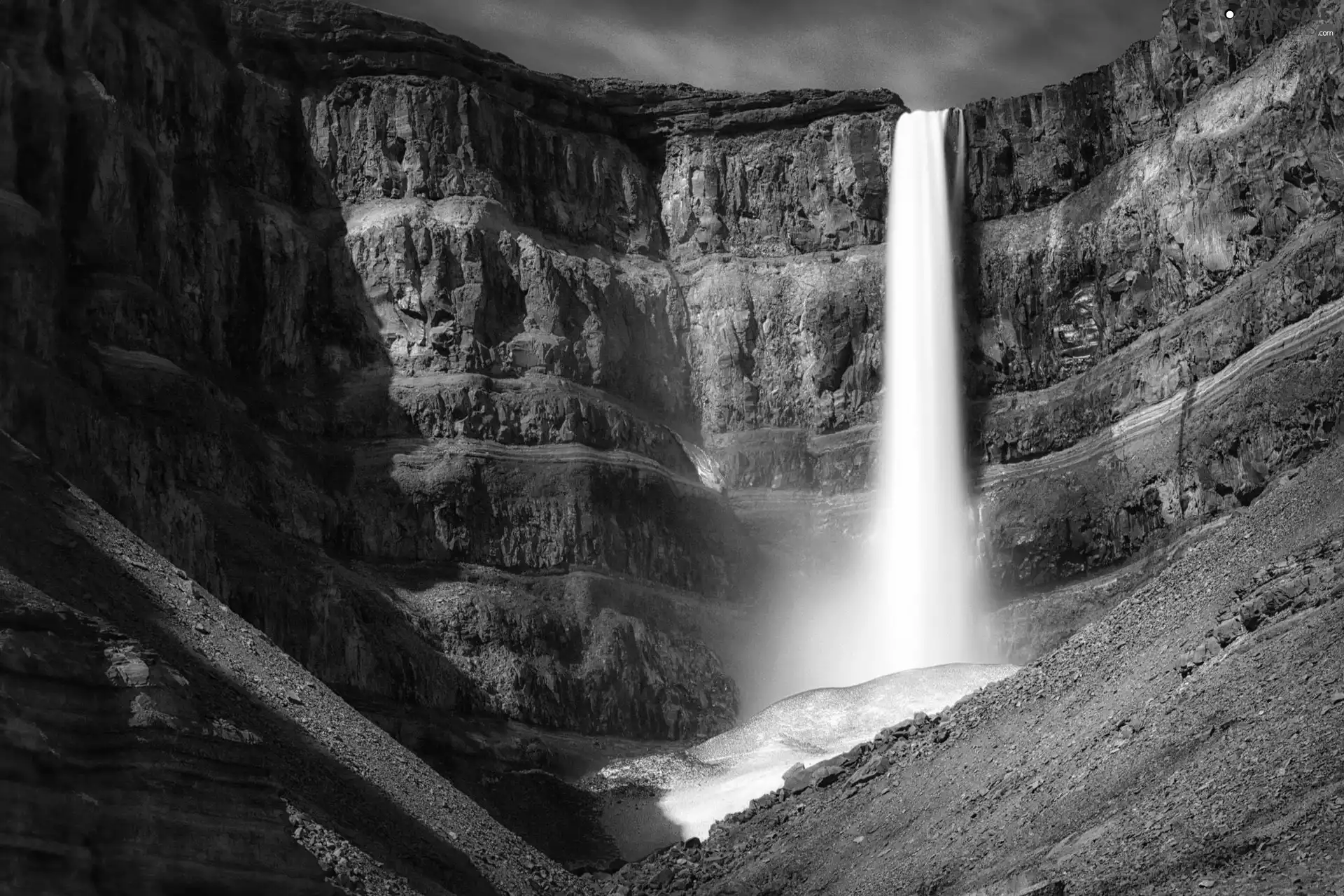 waterfall, rocks